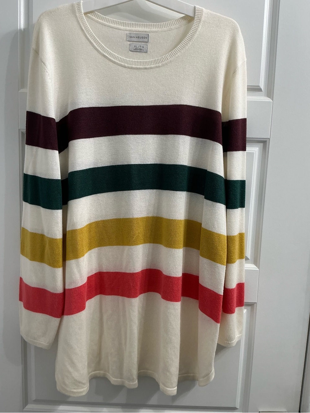 Van Heusen Ivory Multi-Stripe Crewneck Sweater